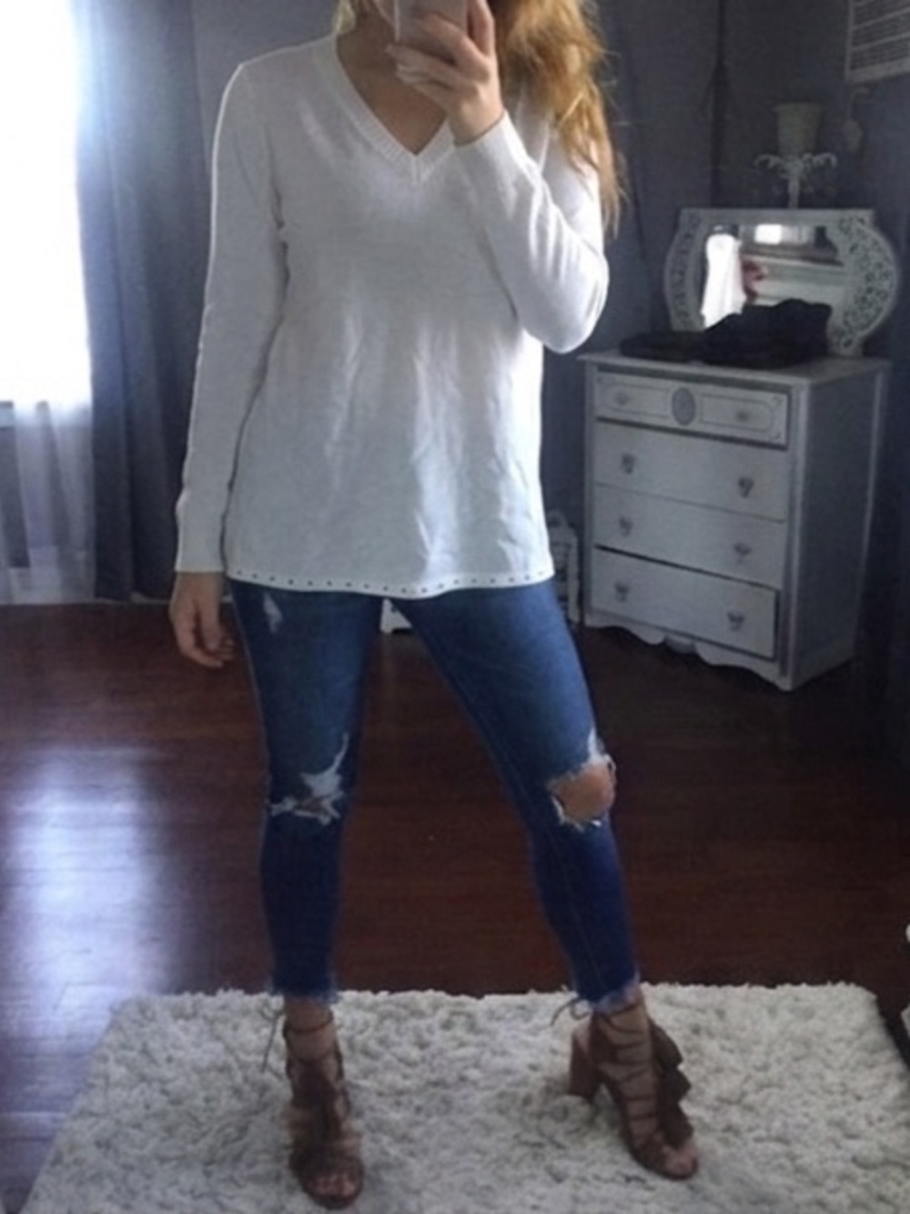 Joseph A White V-Neck Long Sleeve Tunic